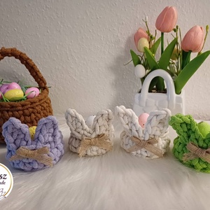 Húsvéti tojástartó kosárka, Ünnepi díszek, dekorációk, Húsvéti díszek és dekorációk, Húsvéti asztaldíszek, Horgolás, MESKA