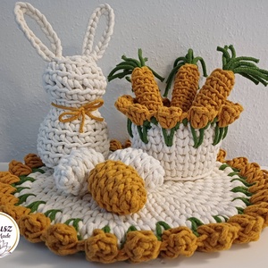 Horgolt húsvéti asztaldísz szett, Ünnepi díszek, dekorációk, Húsvéti díszek és dekorációk, Húsvéti asztaldíszek, Horgolás, MESKA