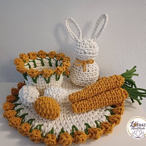Horgolt húsvéti asztaldísz szett - ünnepi díszek, dekorációk - húsvéti díszek és dekorációk - húsvéti asztaldíszek - Meska.hu