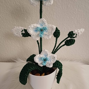 Horgolt orchidea  - otthon & életmód - virágdekoráció - virágdíszek - virágdísz kaspóban - Meska.hu