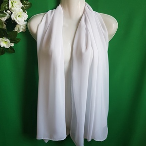 Hófehér színű muszlin sál, kendő, vállkendő, stóla - 50x150cm, Esküvő, Kiegészítők, Bolero és válltakaró, Varrás, MESKA