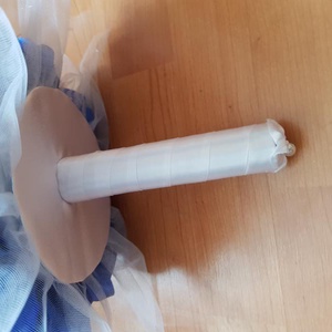 ESKÜVŐ MCS36 - 22x25cm-es Menyasszonyi csokor kék és fehér szatén rózsából (kitűző nélkül!) - esküvő - menyasszonyi- és dobócsokor - Meska.hu