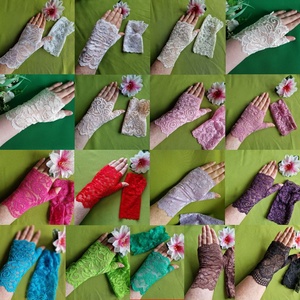 ESKÜVŐ KTY69 - 15cm-es egy ujjas pink, magenta csipke kesztyű - esküvő - kiegészítők - menyasszonyi kesztyűk - Meska.hu