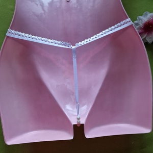 FEN44A - Női fehérnemű - Törtfehér csipkés, gyöngyös G-string tanga bugyi - ruha & divat - női ruha - fürdőruha & fehérnemű - Meska.hu