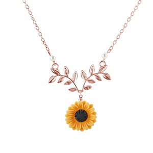 NYM42 - Napraforgó virág medál rosegold színű nyakláncon, Ékszer, Nyaklánc, Medálos nyaklánc, , MESKA