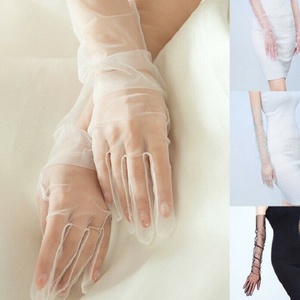 ESKÜVŐ KTY26 - 70cm-es barack színű organza hagyományos kesztyű - esküvő - kiegészítők - menyasszonyi kesztyűk - Meska.hu