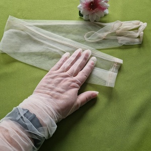 ESKÜVŐ KTY26 - 70cm-es barack színű organza hagyományos kesztyű, Esküvő, Kiegészítők, Menyasszonyi kesztyűk, Varrás, MESKA