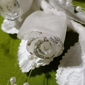 ESKÜVŐ HAD123  Menyasszonyi hajkoszorú rezgővel, glitteres organza rózsával, Esküvő, Hajdísz, Kontydísz & Hajdísz, Ékszerkészítés, MESKA