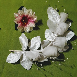 ESKÜVŐ HAD123  Menyasszonyi hajkoszorú rezgővel, glitteres organza rózsával - esküvő - hajdísz - kontydísz & hajdísz - Meska.hu