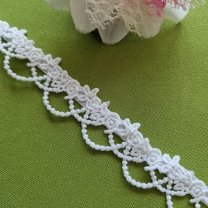 ESKÜVŐ MÖV48  Handmade - Fehér rózsa mintás menyasszonyi öv 35x2,5cm-es - Meska.hu
