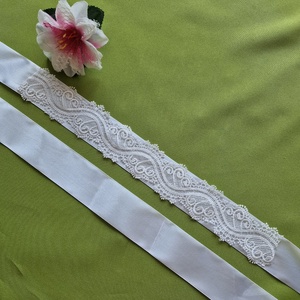 ESKÜVŐ MÖV47 � Handmade - Hófehér hullám vonalas csipkés menyasszonyi öv 35x4,5cm-es - esküvő - kiegészítők - öv & pánt - Meska.hu