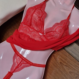 FEN129B - Női fehérnemű szett - Muszlin csipkés babydoll, hálóing nyitott tangával - ruha & divat - női ruha - fürdőruha & fehérnemű - Meska.hu