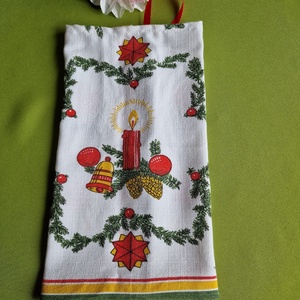 DCS102 - Karácsonyi mintás vászon ajándéktasak, mikulás zsák, bortartó - Meska.hu