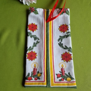 DCS102 - Karácsonyi mintás vászon ajándéktasak, mikulás zsák, bortartó - karácsony - mikulás - mikulás zsák - Meska.hu