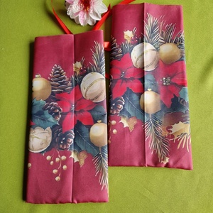 DCS123 - Mikulás virág mintás bordó alaú textil ajándéktasak, mikulás zsák, bortartó, pezsgő  csomagoló - karácsony - mikulás - mikulás zsák - Meska.hu