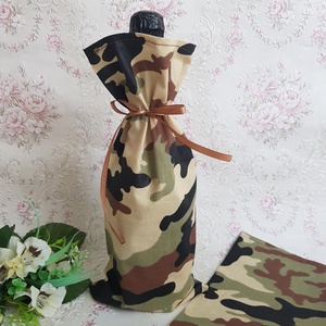 DCS56 - Terepmintás bor és pezsgőtartó textil ajándéktasak, zsák - karácsony - mikulás - mikulás zsák - Meska.hu