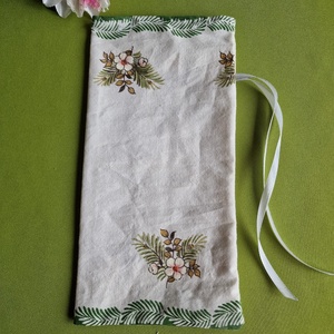 DCS99 - Csipke virág mintás vászon ajándéktasak, mikulás zsák, bortartó - Meska.hu