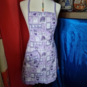 KTN03/04/05 -  Borostyán, levendula és pöttyös fodros, zsebes konyhai kötények, Otthon & Életmód, Konyhafelszerelés, tálalás, Konyhai textil, Kötény, Varrás, MESKA