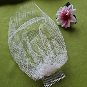 Esküvő FTY140 -  Menyasszonyi Organza virágos, fésűvel ellátott fehér arcfátyol, kalitkafátyol, Esküvő, Kiegészítők, Fátyol, Varrás, MESKA