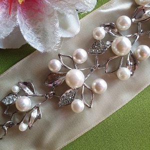 ESKÜVŐ MÖV20 - strasszköves, gyöngyös menyasszonyi Öv, Nyaklánc, Hajdísz - esküvő - kiegészítők - öv & pánt - Meska.hu