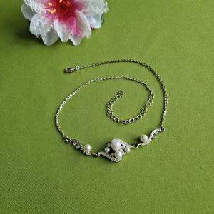 ESKÜVŐ MÖV54 - Strasszköves, gyöngyös menyasszonyi Öv, Nyaklánc 9x2cm - esküvő - kiegészítők - öv & pánt - Meska.hu