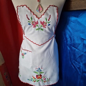 OTT99 - Kalocsai mintás hímzett konyhai kötény - hand made, Otthon & Életmód, Konyhafelszerelés, tálalás, Konyhai textil, Kötény, Varrás, MESKA