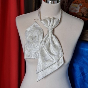 ESKÜVŐ NYD11 - Ekrü színű török mintás selyem szatén nyakkendő + díszzsebkendő, Ruha & Divat, Férfi ruha, Mellény, Varrás, MESKA