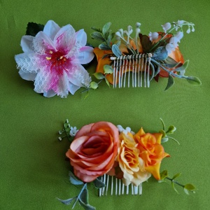 ESKÜVŐ HAD223 - Selyem rózsás hajfésű, hajtű - esküvő - hajdísz - fésűs hajdísz - Meska.hu