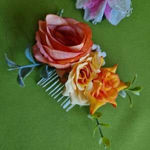 ESKÜVŐ HAD223 - Selyem rózsás hajfésű, hajtű, Esküvő, Hajdísz, Fésűs hajdísz, Ékszerkészítés, MESKA