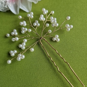 ESKÜVŐ HAD244 - Menyasszonyi fehér gyöngyös hajtű, hajdísz, Esküvő, Hajdísz, Hajtű, Ékszerkészítés, MESKA