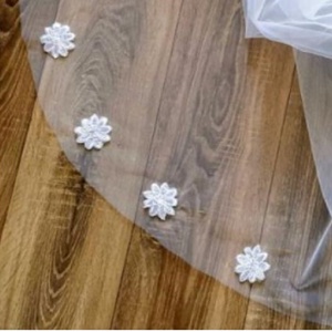 FTY107/108 - 1 rétegű, szegetlen, hímzett virág csipkés menyasszonyi fátyol 300x150cm - hófehér, ekrü - esküvő - kiegészítők - fátyol - Meska.hu