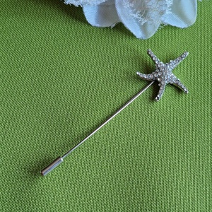 Hajtókatű, kitűző HAT07 - Strasszköves tengeri csillag 25x75mm, Ékszer, Kitűző és Bross, , MESKA