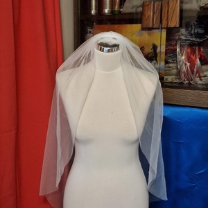 FTY147 - 1 rétegű, szegetlen, Ekrü menyasszonyi fátyol 78x120cm - esküvő - kiegészítők - fátyol - Meska.hu