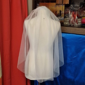 FTY147 - 1 rétegű, szegetlen, Ekrü menyasszonyi fátyol 78x120cm - esküvő - kiegészítők - fátyol - Meska.hu