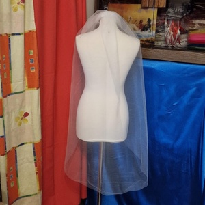 FTY148 - 1 rétegű, szegetlen, Ekrü menyasszonyi fátyol 78x140cm - esküvő - kiegészítők - fátyol - Meska.hu