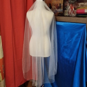 FTY150 - 1 rétegű, szegetlen, Ekrü menyasszonyi fátyol 120x160cm - esküvő - kiegészítők - fátyol - Meska.hu