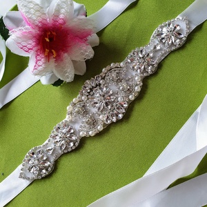 ESKÜVŐ MÖV23 � Strasszos menyasszonyi öv 25x5cm-es választható szatén szalagon - Meska.hu
