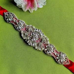 ESKÜVŐ MÖV23 � Strasszos menyasszonyi öv 25x5cm-es választható szatén szalagon - esküvő - kiegészítők - öv & pánt - Meska.hu