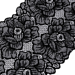 Elasztikus fekete csipke / betét / futó szélessége 16 cm - Meska.hu