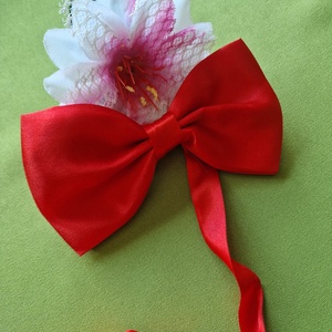 ESKÜVŐ NYK41B -  Piros színű szatén csokornyakkendő 70x130mm - Meska.hu