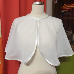 ESKÜVŐ BOL23 - Elegáns hófehér színű muszlin boleró, pelerin - esküvő - kiegészítők - bolero és válltakaró - Meska.hu