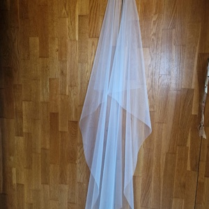 FTY130 - 1 rétegű, szegetlen, Hófehér menyasszonyi szögletes fátyol 150x150cm hófehér, ekrü - esküvő - kiegészítők - fátyol - Meska.hu