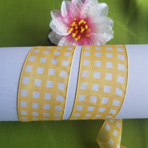 38SZOM13 - 38mm-es organza szalag - narancs - fehér kockás - Meska.hu
