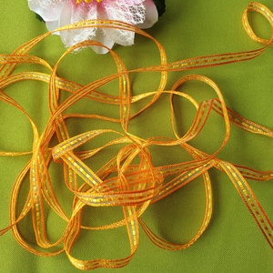 6SZOM02 - 6mm-es csíkos organza szalag - narancssárga - 3 méter - Meska.hu