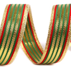 20SLM06 - 20mm-es csíkos lurex szalag - arany, piros, zöld - Meska.hu