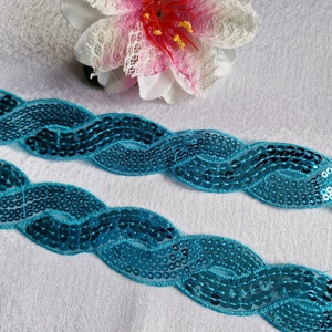 30mm-es türkizkék flitteres organza szalag - 200cm - Meska.hu