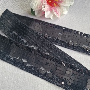 38mm-es fekete flitteres organza szalag - 158cm - Meska.hu