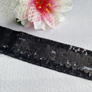 38mm-es fekete flitteres organza szalag - 158cm - kellékek & szerszámok - méteráru - dekorációs alapanyag - Meska.hu