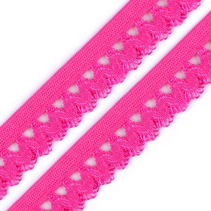 17SZG09 - 17mm-es pink csipke mintás gumi szalag / pikó, bugyi, Kellékek & szerszámok, Méteráru, Dekorációs alapanyag, , MESKA