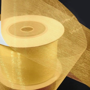50SZO07 - 50mm-es organza szalag � citromsárga 7. - Meska.hu